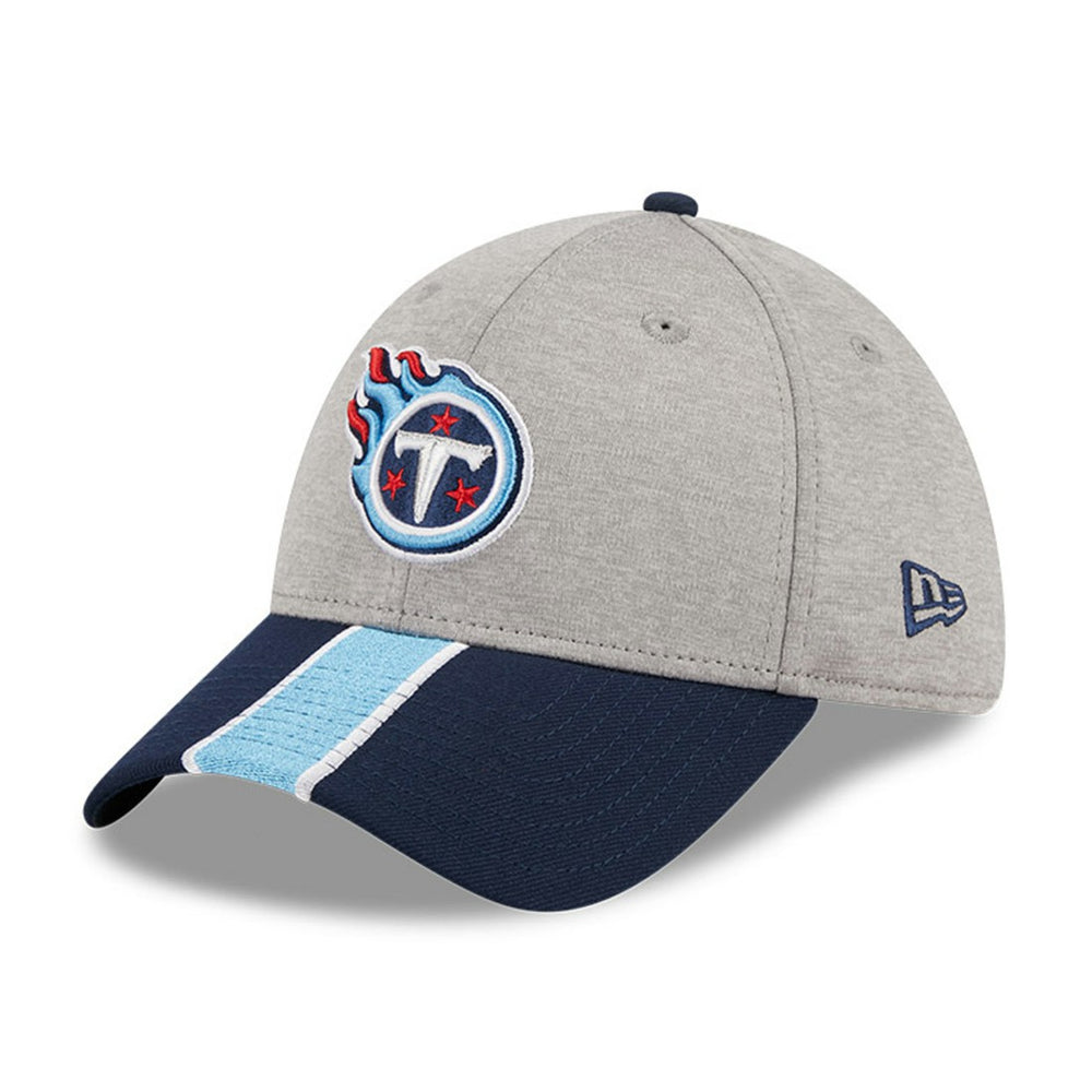 Tennessee Titans New Era Striped 39THIRTY Flex Hat - Heather Gray/Navy Hats
