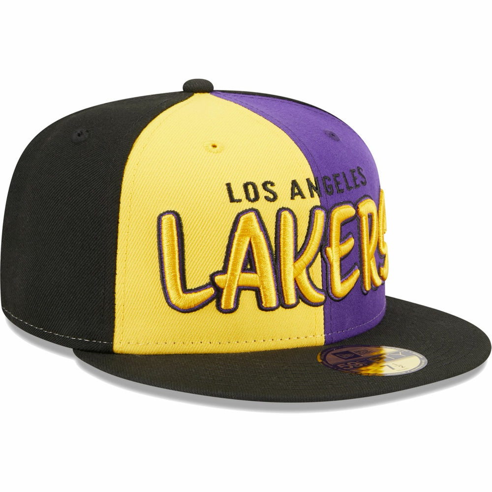 Los Angeles Lakers Pop Front 59FIFTY Fitted Hat Black/Gold - New Era