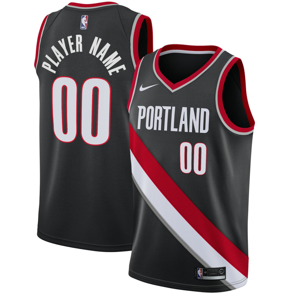 Portland Trail Blazers Swingman Custom Jersey Black Icon Edition - Nike