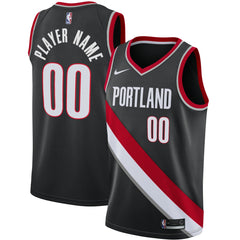 Portland Trail Blazers Swingman Custom Jersey Black Icon Edition - Nike