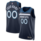 Minnesota Timberwolves Unisex Swingman Custom Jersey Navy Icon Edition - Nike