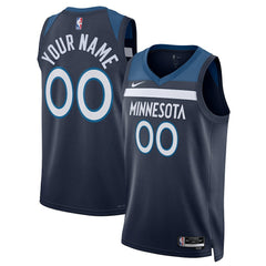 Minnesota Timberwolves Unisex Swingman Custom Jersey Navy Icon Edition - Nike