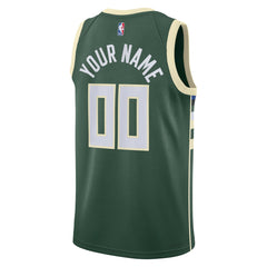 Milwaukee Bucks Unisex Swingman Custom Jersey Hunter Green Icon Edition - Nike outlet