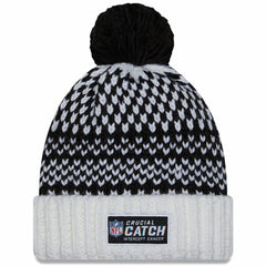 Los Angeles Rams New Era Women's 2023 NFL Crucial Catch Cuffed Pom Knit Hat - Black/White Hats