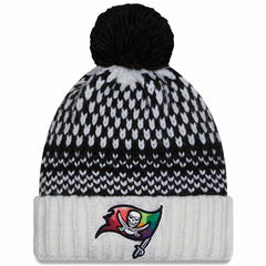 Tampa Bay Buccaneers New Era Women's 2023 NFL Crucial Catch Cuffed Pom Knit Hat - Black/White Hats