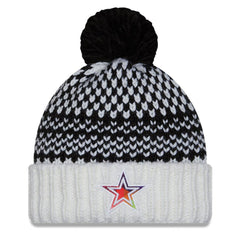 Dallas Cowboys New Era Women's 2023 NFL Crucial Catch Cuffed Pom Knit Hat - Black/White Hats