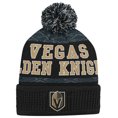 Vegas Golden Knights Youth Puck Cuffed Knit Hat with Pom - Black | US 200025337