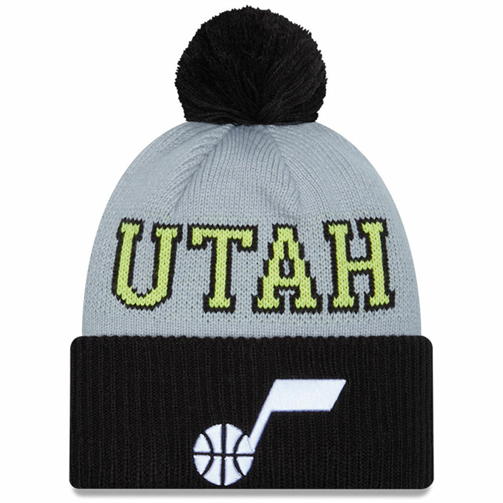 Utah Jazz Tip-Off Two-Tone Cuffed Knit Hat with Pom Black/Gray - New Era