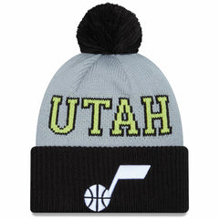 Utah Jazz Tip-Off Two-Tone Cuffed Knit Hat with Pom Black/Gray - New Era