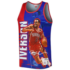 Allen Iverson Philadelphia 76ers 1996-97 Hardwood Classics Player Burst Tank Top Royal - Mitchell & Ness