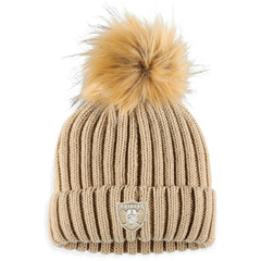 Las Vegas Raiders WEAR by Erin Andrews Women's Neutral Cuffed Knit Hat with Pom - Natural Hats