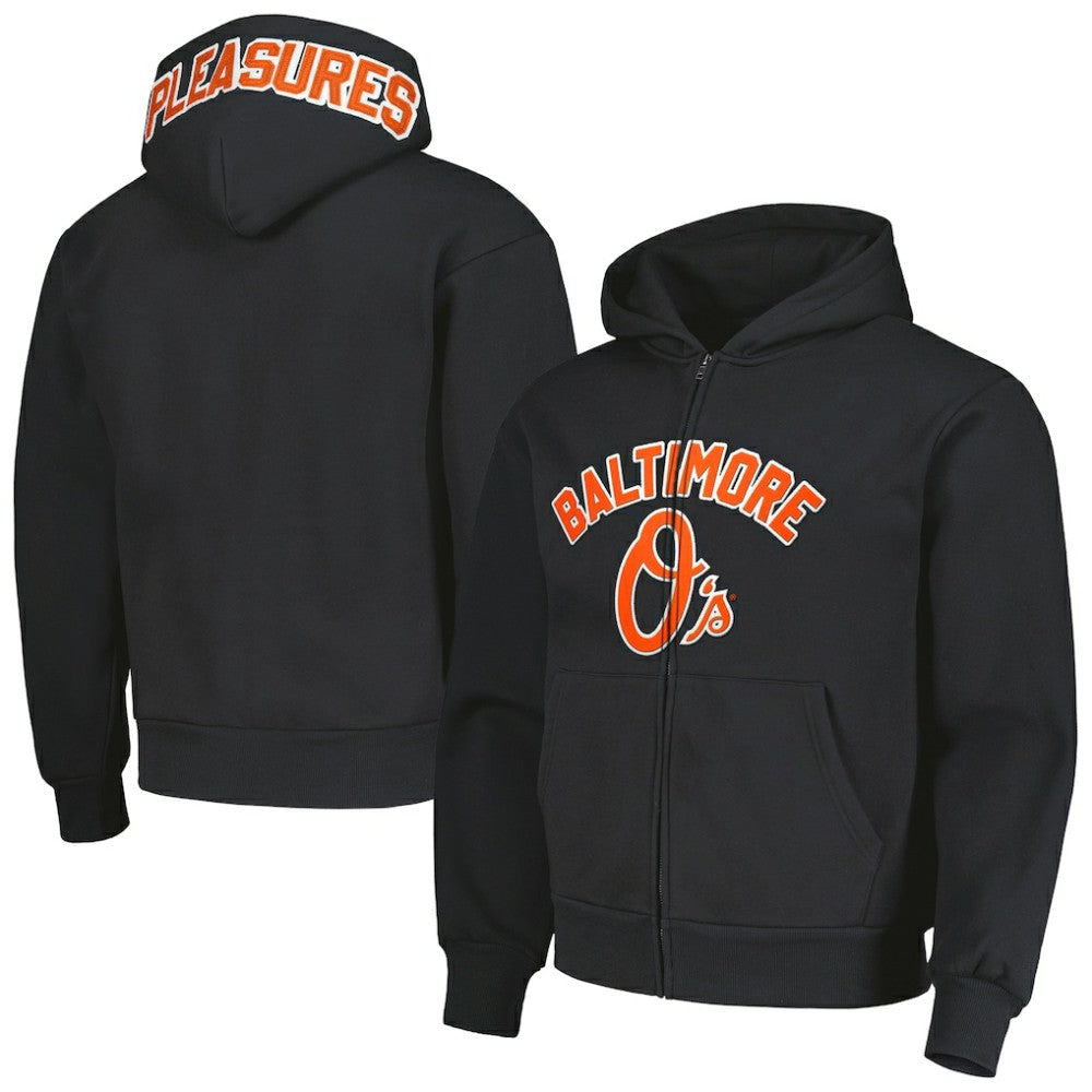 Baltimore Orioles PLEASURES Opening Day Full-Zip Hoodie - Black Hoodies