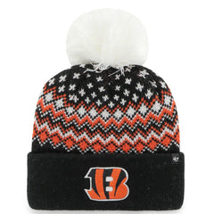Cincinnati Bengals '47 Women's Elsa Cuffed Knit Hat with Pom - Black Hats