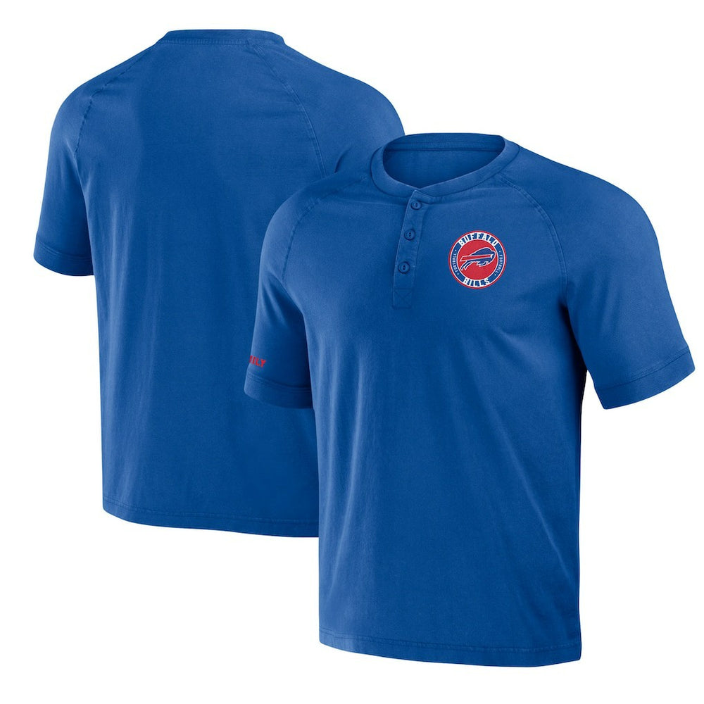 Buffalo Bills NFL x Darius Rucker Collection Washed Raglan Henley T-Shirt - Royal T-shirts