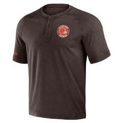 Cleveland Browns NFL x Darius Rucker Collection Washed Raglan Henley T-Shirt - Brown T-shirts
