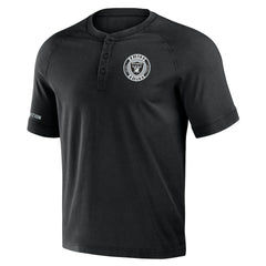Las Vegas Raiders NFL x Darius Rucker Collection Washed Raglan Henley T-Shirt - Black T-shirts