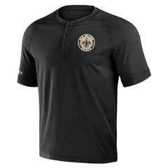 New Orleans Saints NFL x Darius Rucker Collection Washed Raglan Henley T-Shirt - Black T-shirts