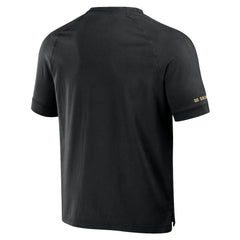New Orleans Saints NFL x Darius Rucker Collection Washed Raglan Henley T-Shirt - Black T-shirts