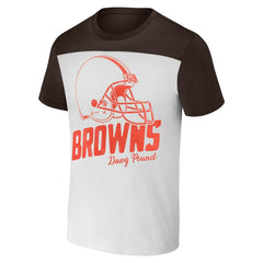Cleveland Browns NFL x Darius Rucker Collection Colorblocked T-Shirt - White/Brown T-shirts