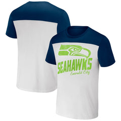 Seattle Seahawks NFL x Darius Rucker Collection Colorblocked T-Shirt - White/College Navy T-shirts