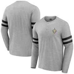 New Orleans Saints NFL x Darius Rucker Collection Henley Long Sleeve T-Shirt - Heather Gray T-shirts