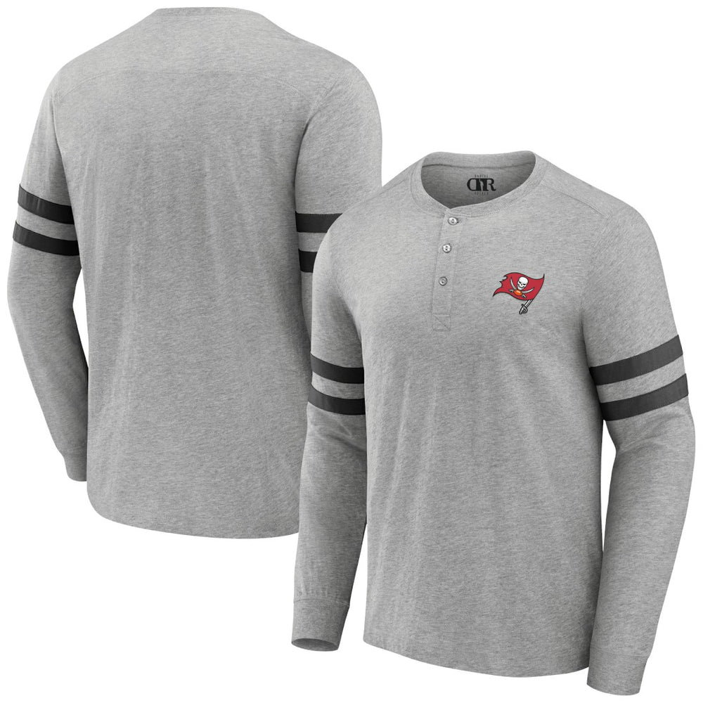 Tampa Bay Buccaneers NFL x Darius Rucker Collection Henley Long Sleeve T-Shirt - Heather Gray T-shirts