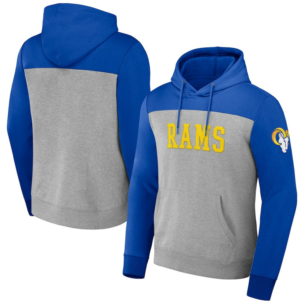 Los Angeles Rams NFL x Darius Rucker Collection Color Blocked Pullover Hoodie - Heather Gray Hoodies