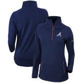 Atlanta Braves Columbia Women's Omni-Wick Outward Nine Quarter-Zip Pullover Top - Navy Pullover