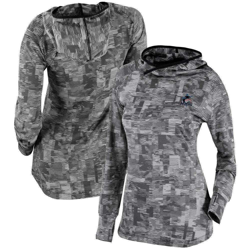 Miami Marlins Columbia Women's Omni-Wick Sunday Ball Pullover Hoodie - Black Hoodies