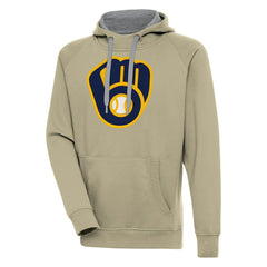 Milwaukee Brewers Antigua Victory Pullover Hoodie - Khaki Hoodies