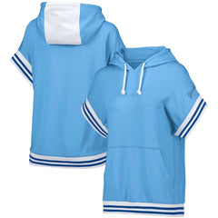 New York Yankees Lusso Women's Mabel Tri-Blend Short Sleeve Pullover Hoodie - Light Blue Hoodies