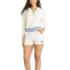 Atlanta Braves Lusso Women's Magnolia Tri-Blend Quarter-Zip Hoodie - White Hoodies