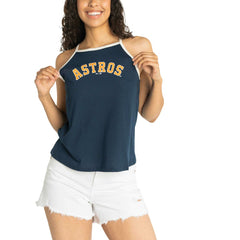 Houston Astros Lusso Women's Nadine Halter Tank Top - Navy Tanks