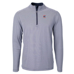 Chicago Cubs Cutter & Buck Virtue Eco Pique Micro Stripe Recycled Quarter-Zip Pullover Top - Navy/White Pullover
