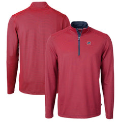 Chicago Cubs Cutter & Buck Virtue Eco Pique Micro Stripe Recycled Quarter-Zip Pullover Top - Red/Navy Pullover