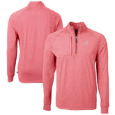 Atlanta Braves Cutter & Buck Adapt Eco Knit Stretch Recycled Quarter-Zip Pullover Top - Heather Red Pullover