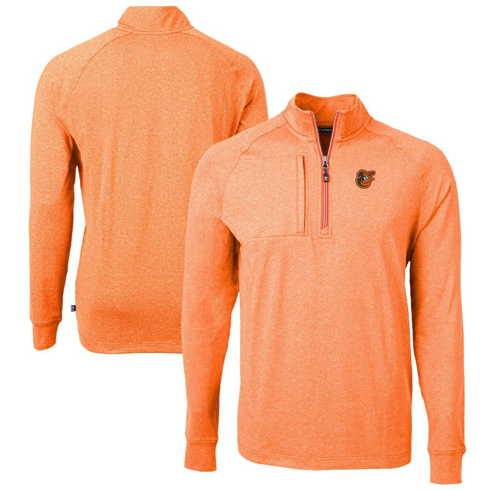 Baltimore Orioles Cutter & Buck Adapt Eco Knit Stretch Recycled Quarter-Zip Pullover Top - Heather Orange Pullover
