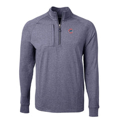 Chicago Cubs Cutter & Buck Adapt Eco Knit Stretch Recycled Quarter-Zip Pullover Top - Heather Navy Pullover