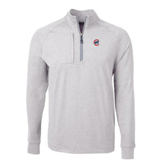 Chicago Cubs Cutter & Buck Adapt Eco Knit Stretch Recycled Quarter-Zip Pullover Top - Heather Gray Pullover
