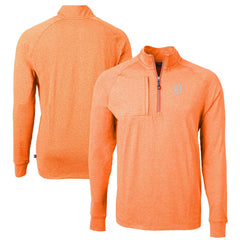 Detroit Tigers Cutter & Buck Adapt Eco Knit Stretch Recycled Quarter-Zip Pullover Top - Heather Orange Pullover
