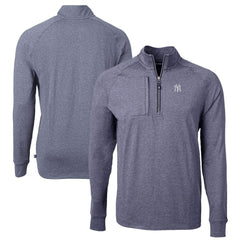 New York Yankees Cutter & Buck Adapt Eco Knit Stretch Recycled Quarter-Zip Pullover Top - Heather Navy Pullover