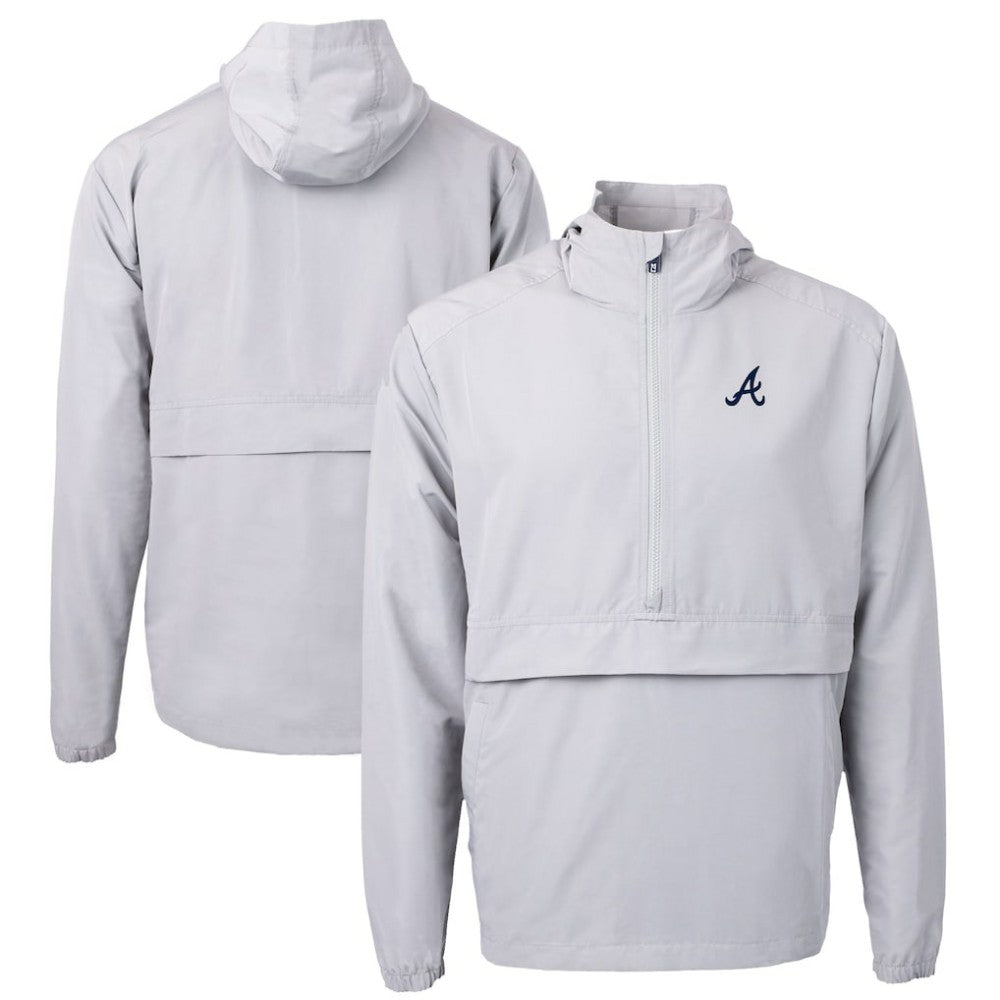 Atlanta Braves Cutter & Buck Charter Eco Recycled Half-Zip Anorak Jacket - Gray Jackets