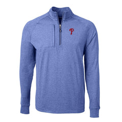 Philadelphia Phillies Cutter & Buck Adapt Eco Knit Stretch Recycled Quarter-Zip Pullover Top - Heather Royal Pullover