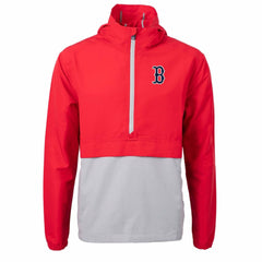 Boston Red Sox Cutter & Buck Charter Eco Recycled Half-Zip Anorak Jacket - Red/Gray Jackets