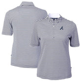 Atlanta Braves Cutter & Buck Women's Virtue Eco Pique Stripe Top - Navy Tops