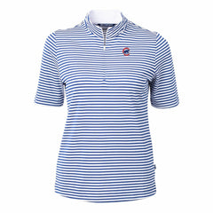 Chicago Cubs Cutter & Buck Women's Virtue Eco Pique Stripe Top - Blue Tops
