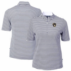 Milwaukee Brewers Cutter & Buck Women's Virtue Eco Pique Stripe Top - Navy Tops