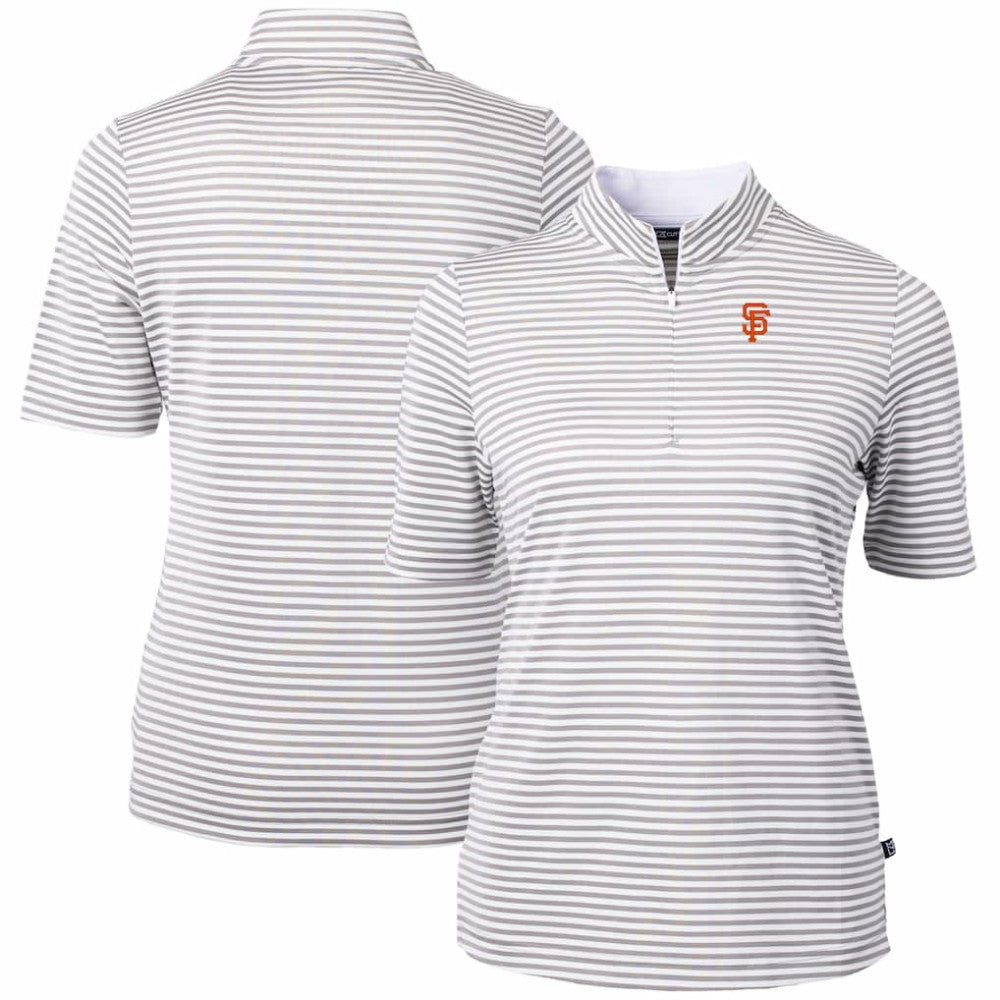 San Francisco Giants Cutter & Buck Women's Virtue Eco Pique Stripe Top - Gray Tops