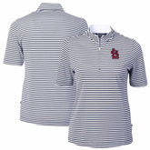 St. Louis Cardinals Cutter & Buck Women's Virtue Eco Pique Stripe Top - Navy Tops