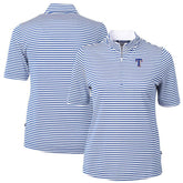 Texas Rangers Cutter & Buck Women's Virtue Eco Pique Stripe Top - Blue Tops